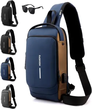 New Carbon Fiber Streamline Anti-Theft Sling Bag,Sling Backpack USB Waterproof Chest Daypack for Travel,Gym,Commutes