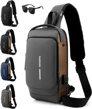 New Carbon Fiber Streamline Anti-Theft Sling Bag,Sling Backpack USB Waterproof Chest Daypack for Travel,Gym,Commutes