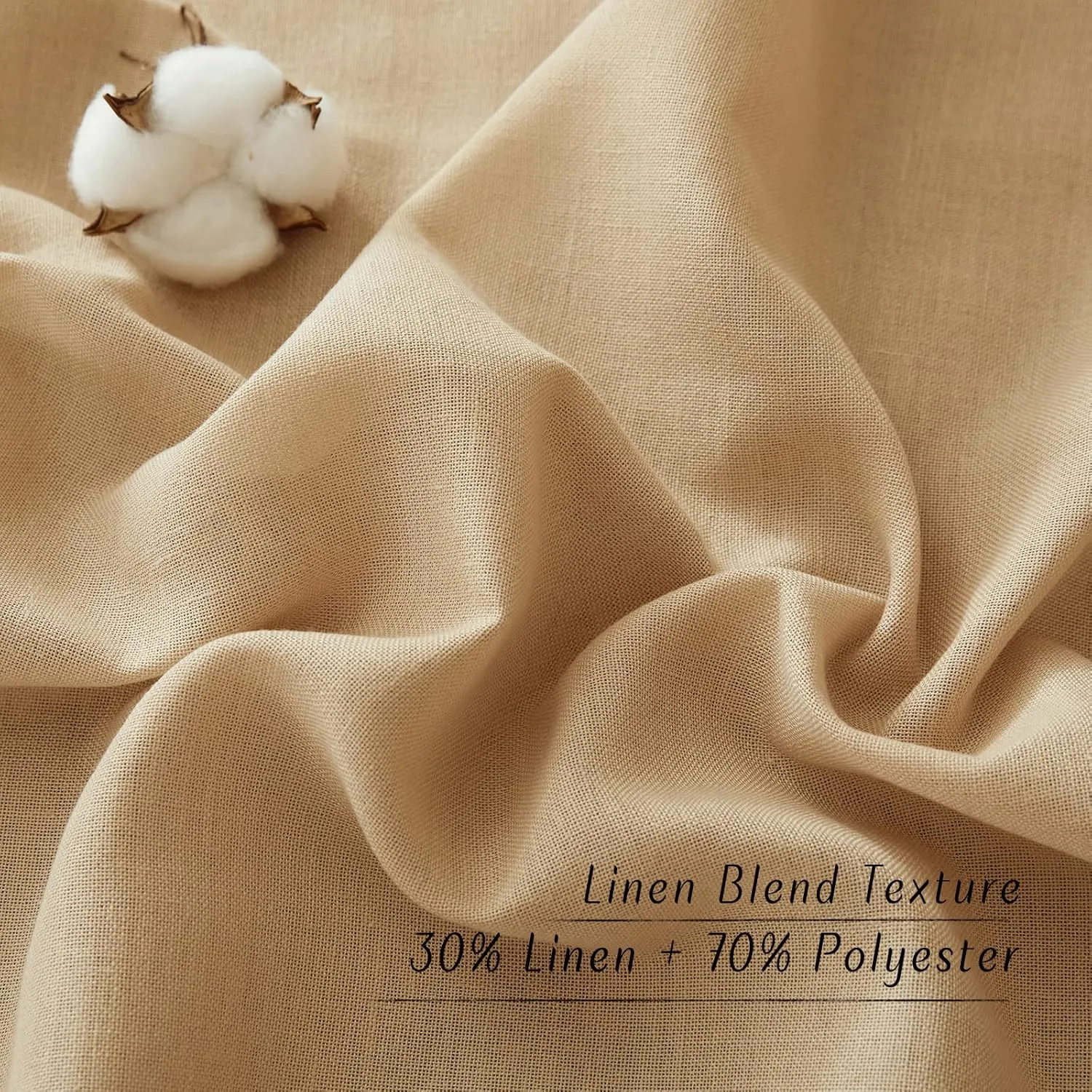 NICETOWN Linen Flax Semi Sheer Curtains 72" Length, Grommet Top Bedroom Window Treatments Privacy with Light Filtering Vertical Drapes for Loft/Bedroom, Burlap, W55 x L72, 2 Panels