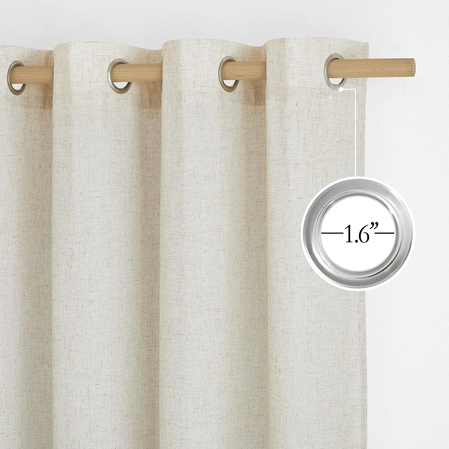 NICETOWN Linen Flax Semi Sheer Curtains 72" Length, Grommet Window Treatments Privacy Added with Light Penetration Vertical Drapes for Loft/Home Office, Natural, W55 x L72, 2 Panels