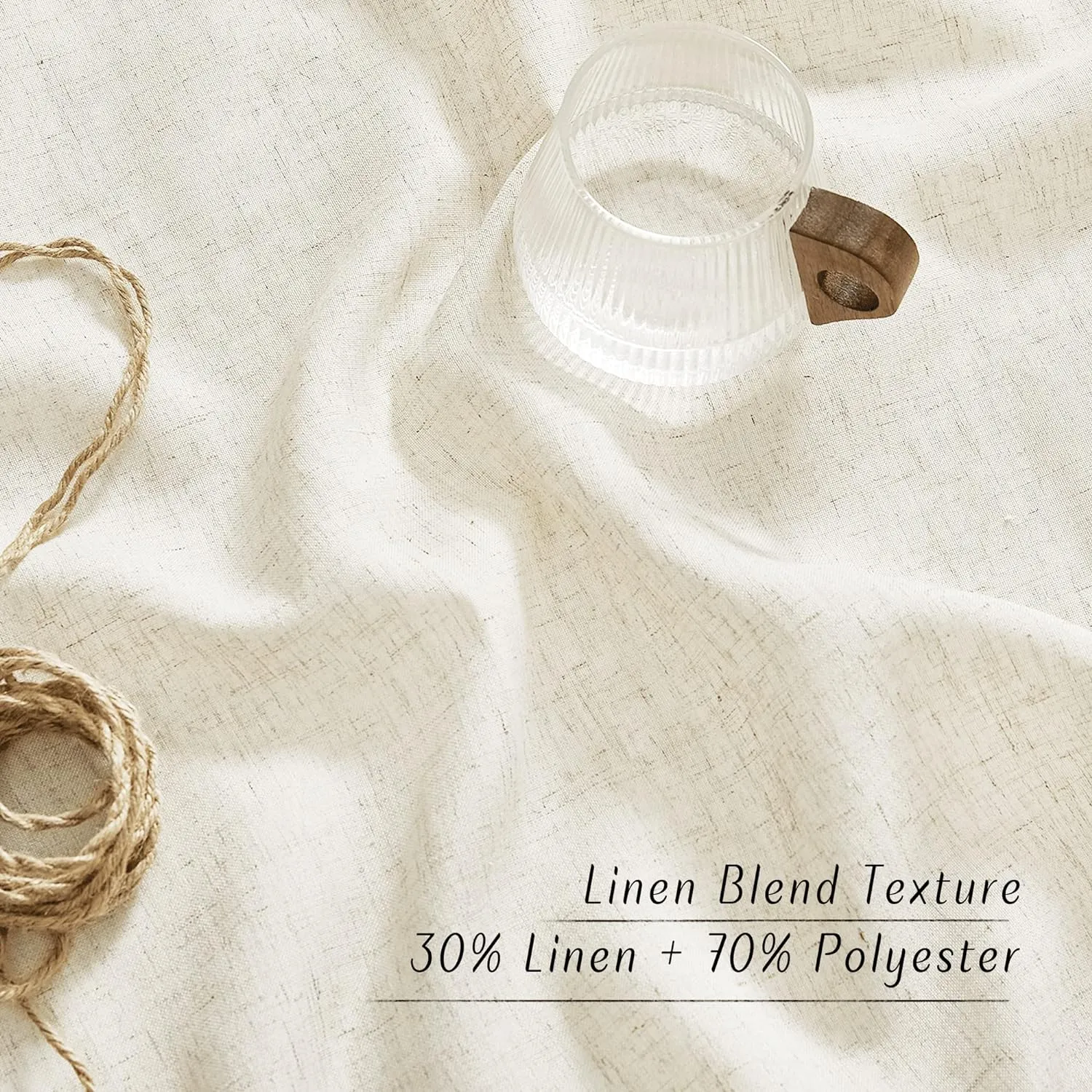 NICETOWN Linen Flax Semi Sheer Curtains 72" Length, Grommet Window Treatments Privacy Added with Light Penetration Vertical Drapes for Loft/Home Office, Natural, W55 x L72, 2 Panels
