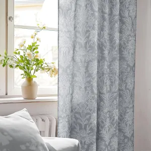 NICETOWN Linen Lace Printed Curtains 84 Inches Long for Living Room Bedroom Nursery Sunroom Light Filtering Spring Floral Sheer Door Cortinas, Rod Pocket Back Tab, Blue, 52 Inches Wide， 2 Panels