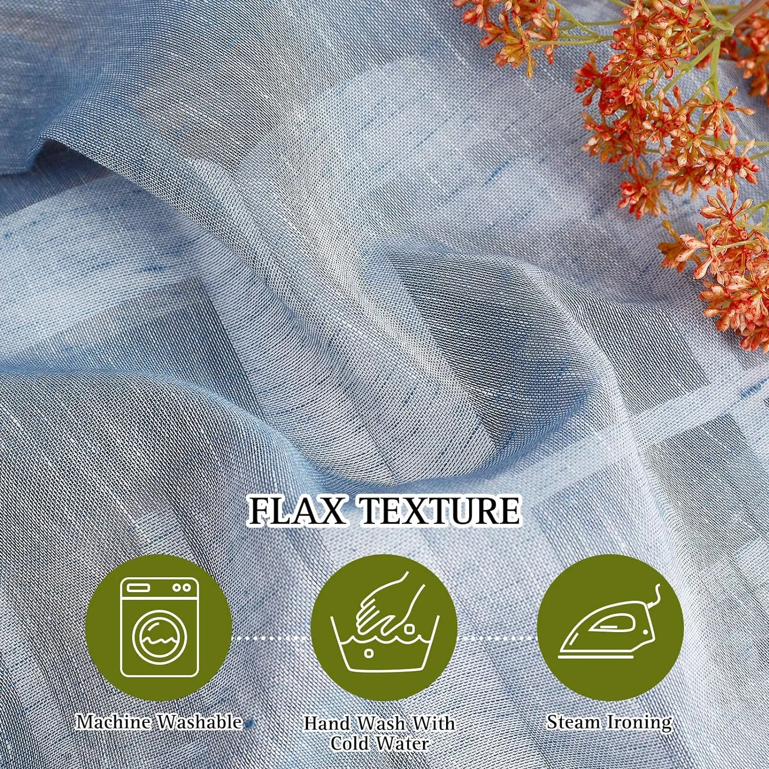 NICETOWN Linen Textured Semi Sheer Curtains 84 inches Length, Eyelet Top Bedroom Window Privacy Translucent Light Filtering Flax Sheer Drapes for Guest Room, 52 inches Wide, 2 Panels, Sea Mist