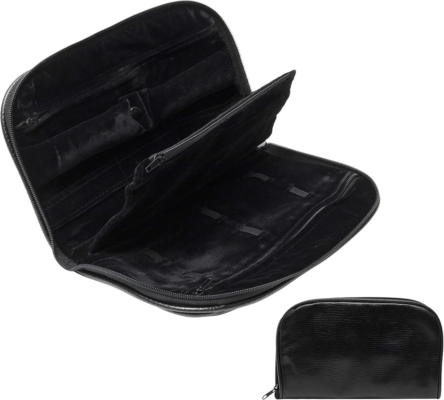 Noble Travel Jewelry Pouch - Compact Jewelry Travel Organizer with Zipper Closure and Pocket - Travel Jewelry Organizer (Medium) Black