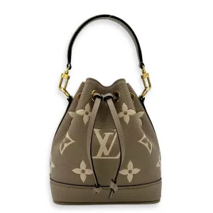 Noe Bucket Bag Nano Beige in Empreinte Leather, Gold hardware