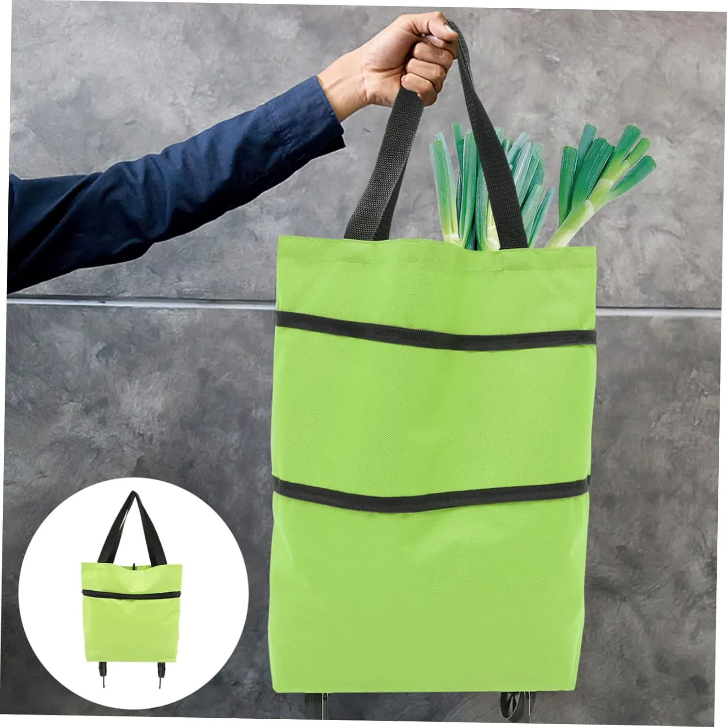 NOLITOY Djustable Shoulder Collapsible Trolley Bag Large Capacity Grocery Bag Wheels for Shopping Laundry Heavy Items