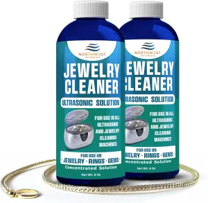 NORTHWEST ENTERPRISES Ultrasonic Cleaner Solution for Jewelry Cleaning. Concentrated Jewelry Cleaner for Gold, Platinum Diamonds and Non-Porous Precious and Semi-Precious Jewelry (Pack of 2)
