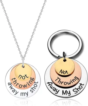 Not Throwing Away My Shot Tri-Layer Necklace and Keychain Set for Women Hamilton Gifts Broadway Musical Inspired Jewelry