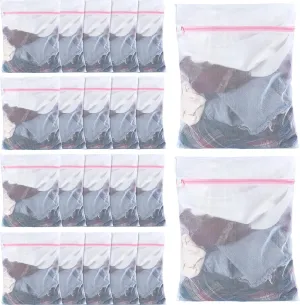 Nuenen 36 Pieces Mesh Laundry Bags Fine Mesh Wash Bags with Zipper Machine Washable Lingerie Bags for Washing Delicates Clothes Garment Underwear Blouse Hosiery Socks Travel, 16 x 20 Inches (Pink)