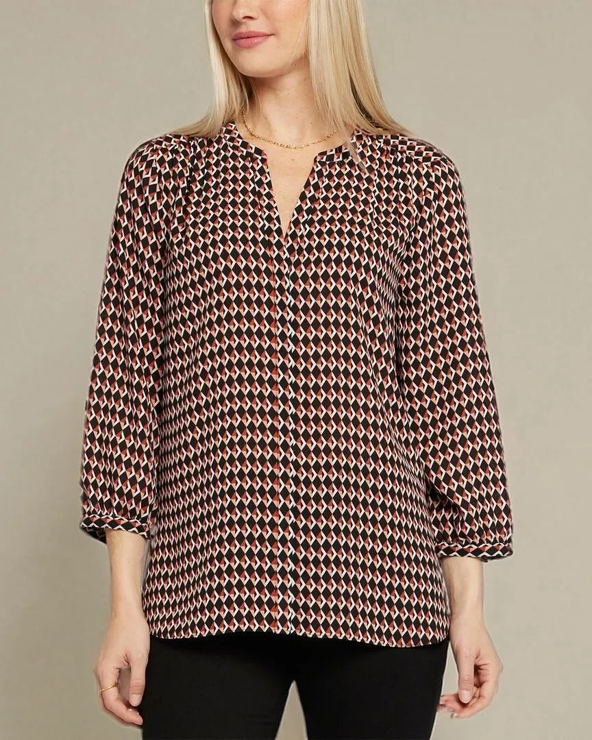 NYDJ Women's Pintuck Blouse 3/4 Sleeve