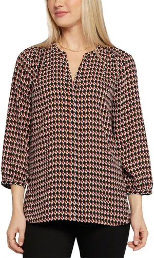 NYDJ Women's Pintuck Blouse 3/4 Sleeve