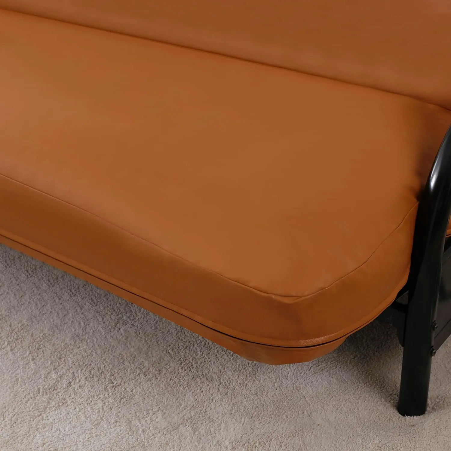 OctoRose 3 Side Zipper Twin Size Waterproof Pet Friendly Faux Leather Caramel Futon Cover Sofa Daybed Mattress Slipcover (Fauxleather-Caramel, Twin Size)