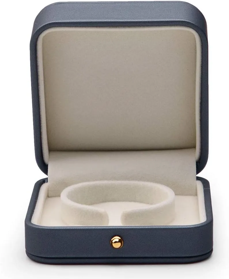 Oirlv Premium Leather Bracelet Bangle Box Steel-blue Jewelry Gift Case Velvet Interior Bracelet Storage Holder
