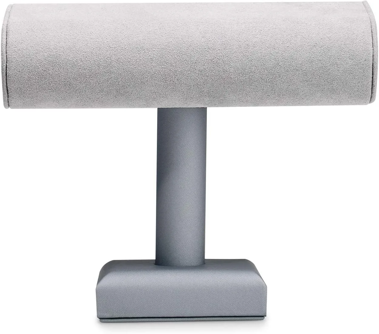 Oirlv Premium Leather Watch Display Stand T-bar Showcase Jewelry Display Holder Home Bracelet Bangle Organizer (Light Grey)