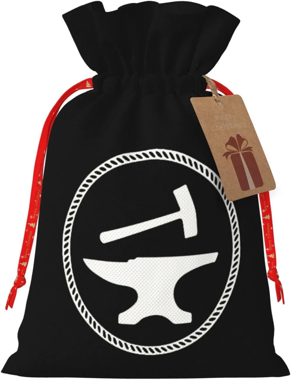 OKLRYNBV Blacksmith Clipart Drawstring Gift Bags Christmas Gift Santa Claus Gift Bag