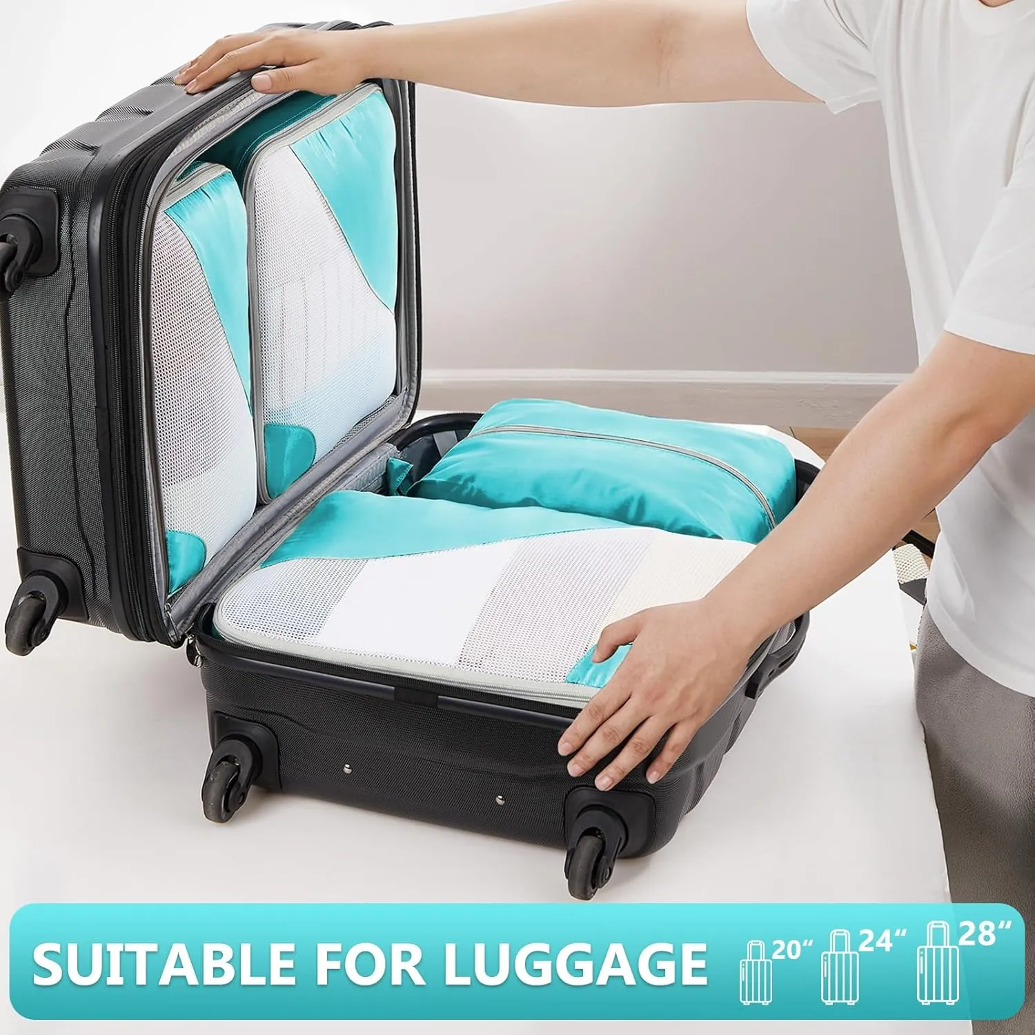 OlarHike 8 Set Packing Cubes for Travel, Luggage Organizer Bags for trip Accessories Essentials,Cubes for Carry on Suitcases (Turquoise)