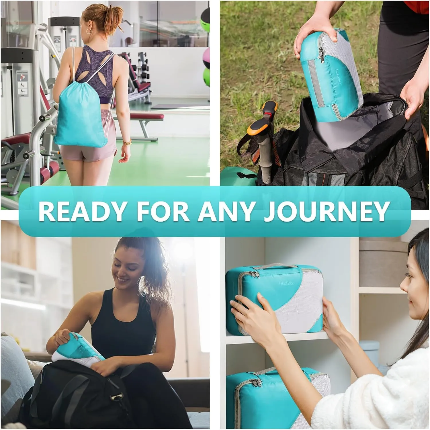 OlarHike 8 Set Packing Cubes for Travel, Luggage Organizer Bags for trip Accessories Essentials,Cubes for Carry on Suitcases (Turquoise)