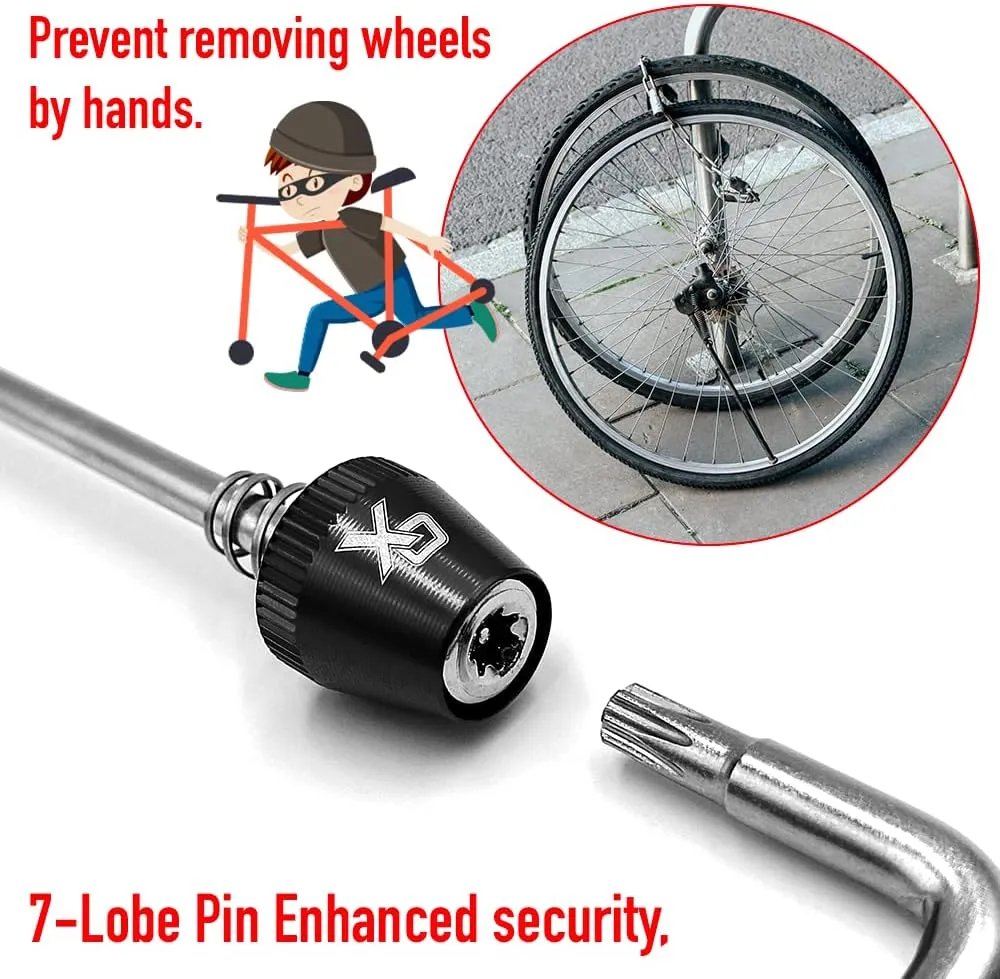 ONIPAX Bike Anti-Theft Locking Skewer 7 Lobe Bicycle Wheel Hub Secure