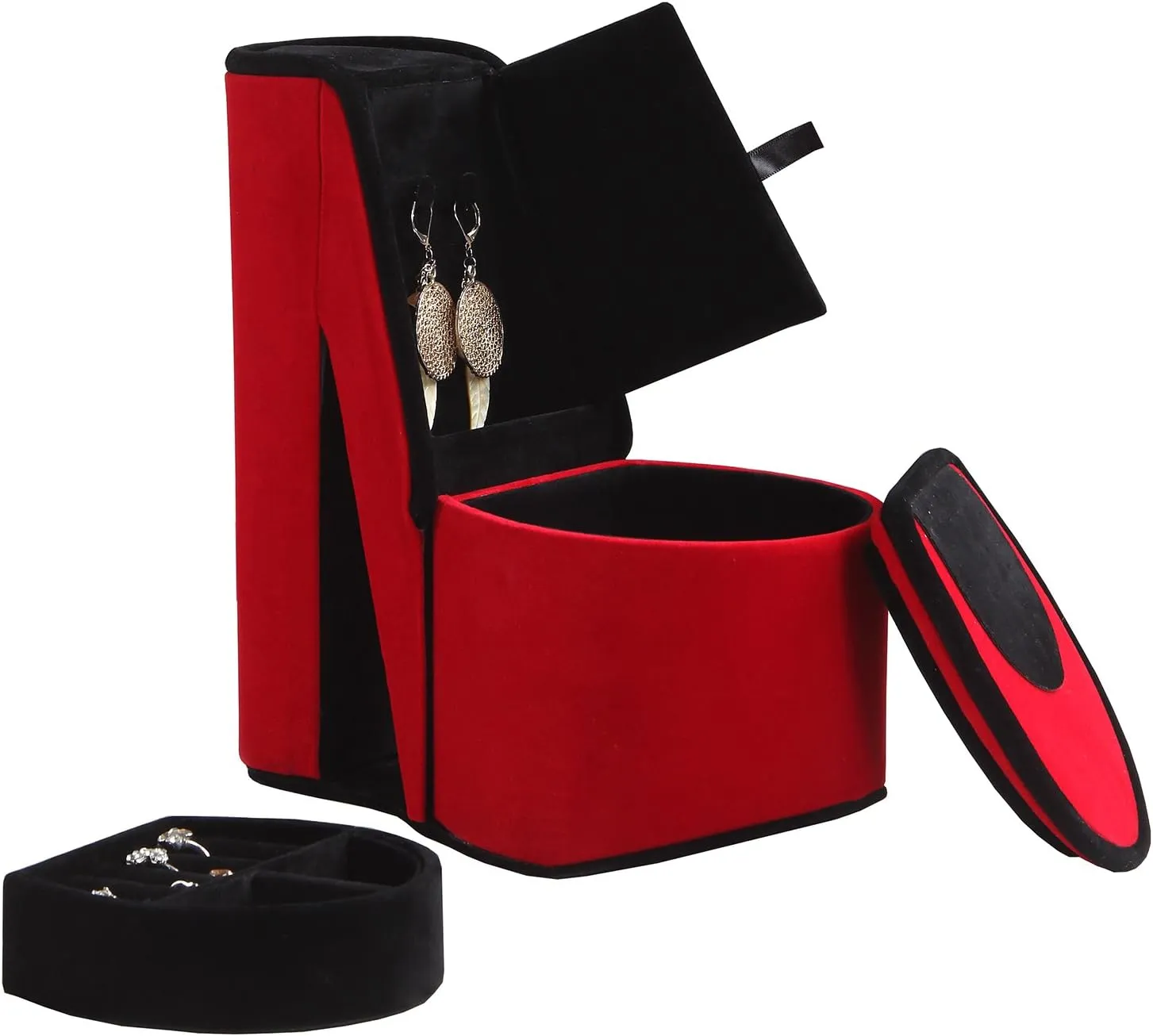 Ore International HBB1832 High Heel Shoe Hidden Jewelry Box, Red Velvet, 9"