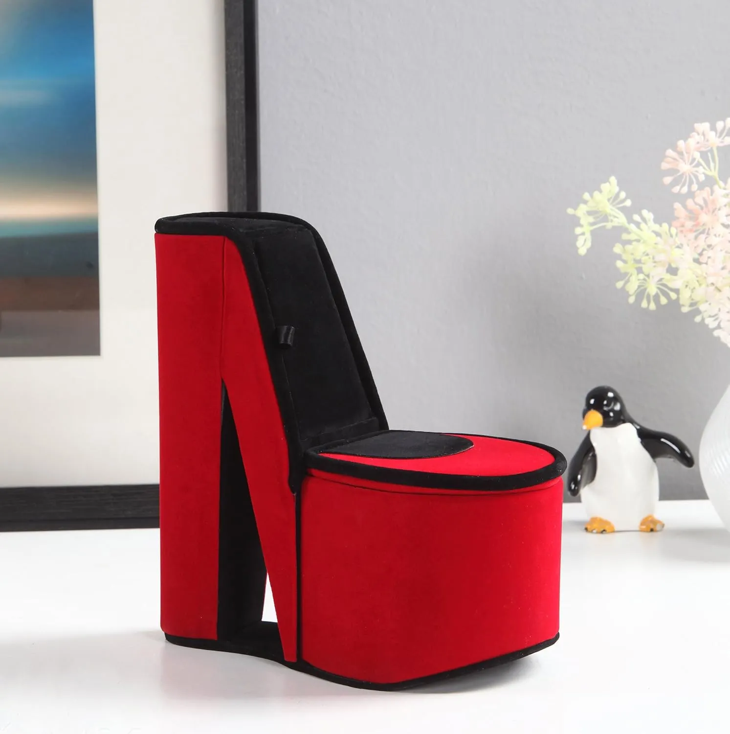 Ore International HBB1832 High Heel Shoe Hidden Jewelry Box, Red Velvet, 9"