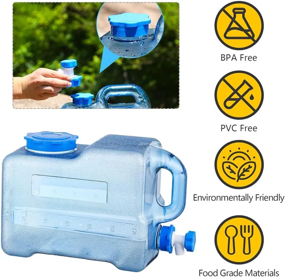 Orgonite Water Storage Containers, Camping Water Container, Portable Water Tank with Faucet Camping Bucket with Tap Water Jug with Spigot BPA Free Emergency Water Storage for Outdoor Camping Hiking