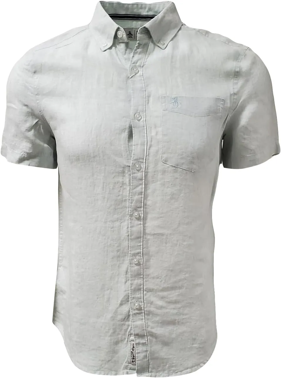 Original Penguin Men's 100% Linen Short Sleeve Button-Down Shirt (US, Alpha, XX-Large, Regular, Regular, Ballad Blue)