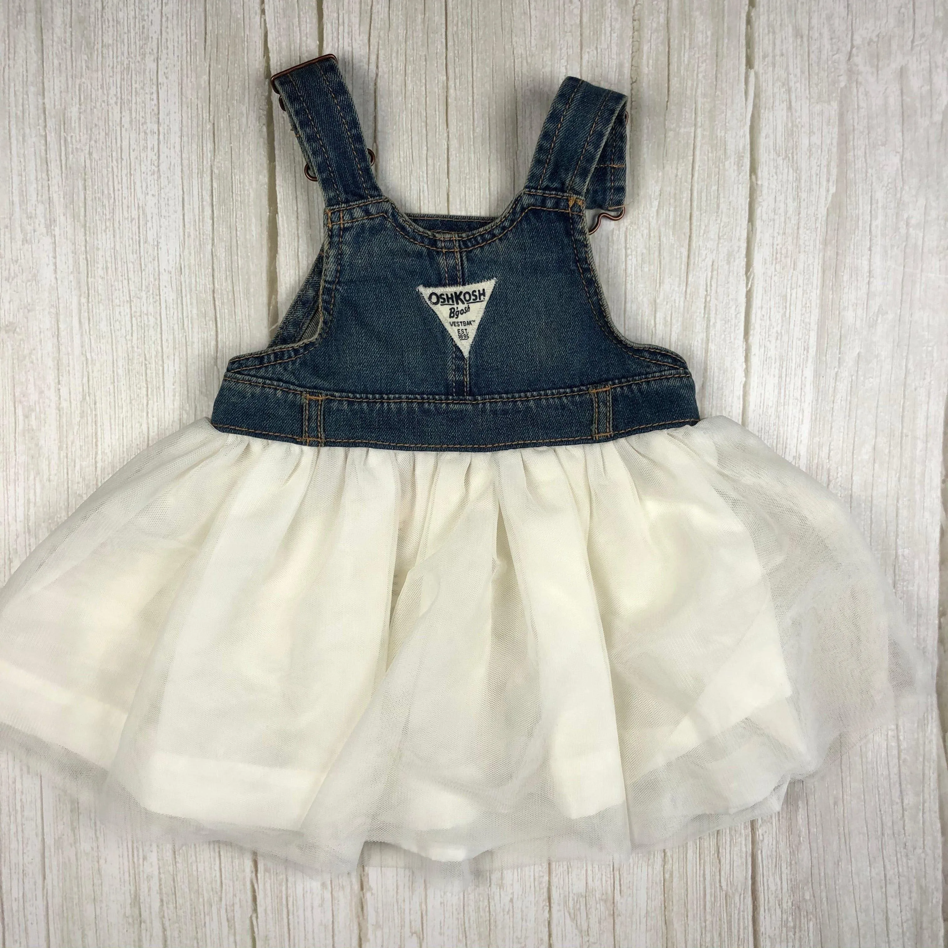 Osh Kosh Bib & Brace Denim Tulle Skirt Skirtall - Size 18M