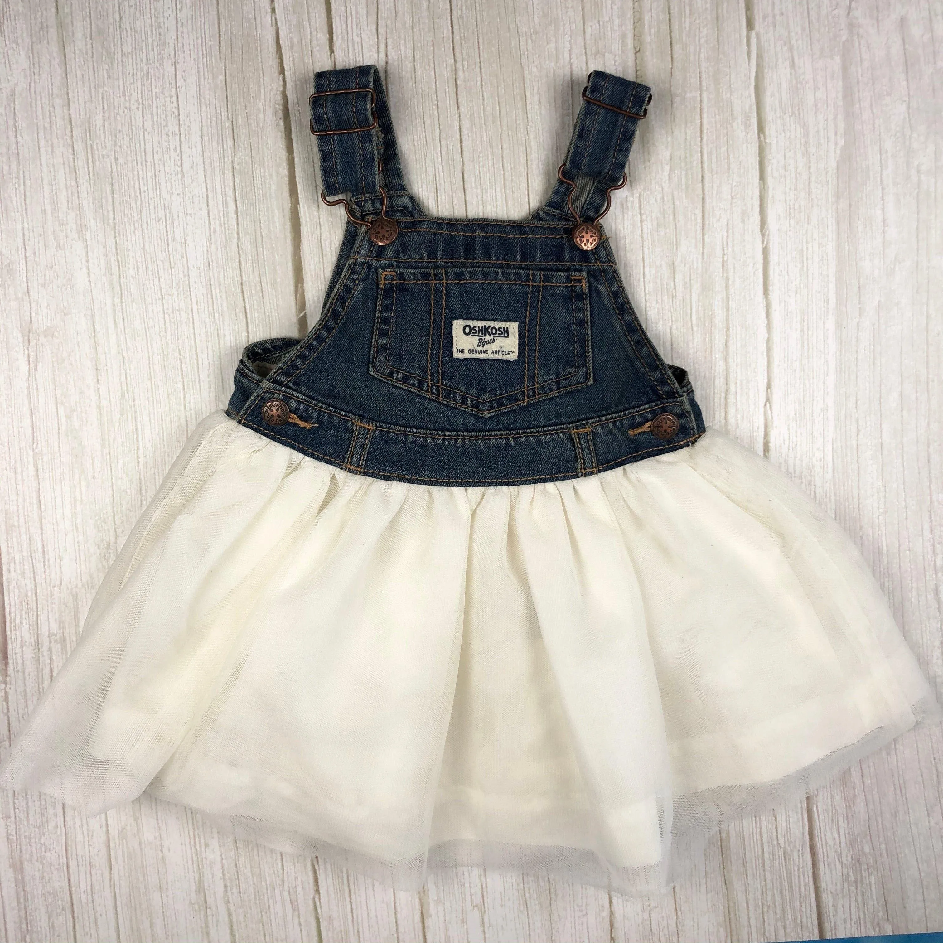 Osh Kosh Bib & Brace Denim Tulle Skirt Skirtall - Size 18M