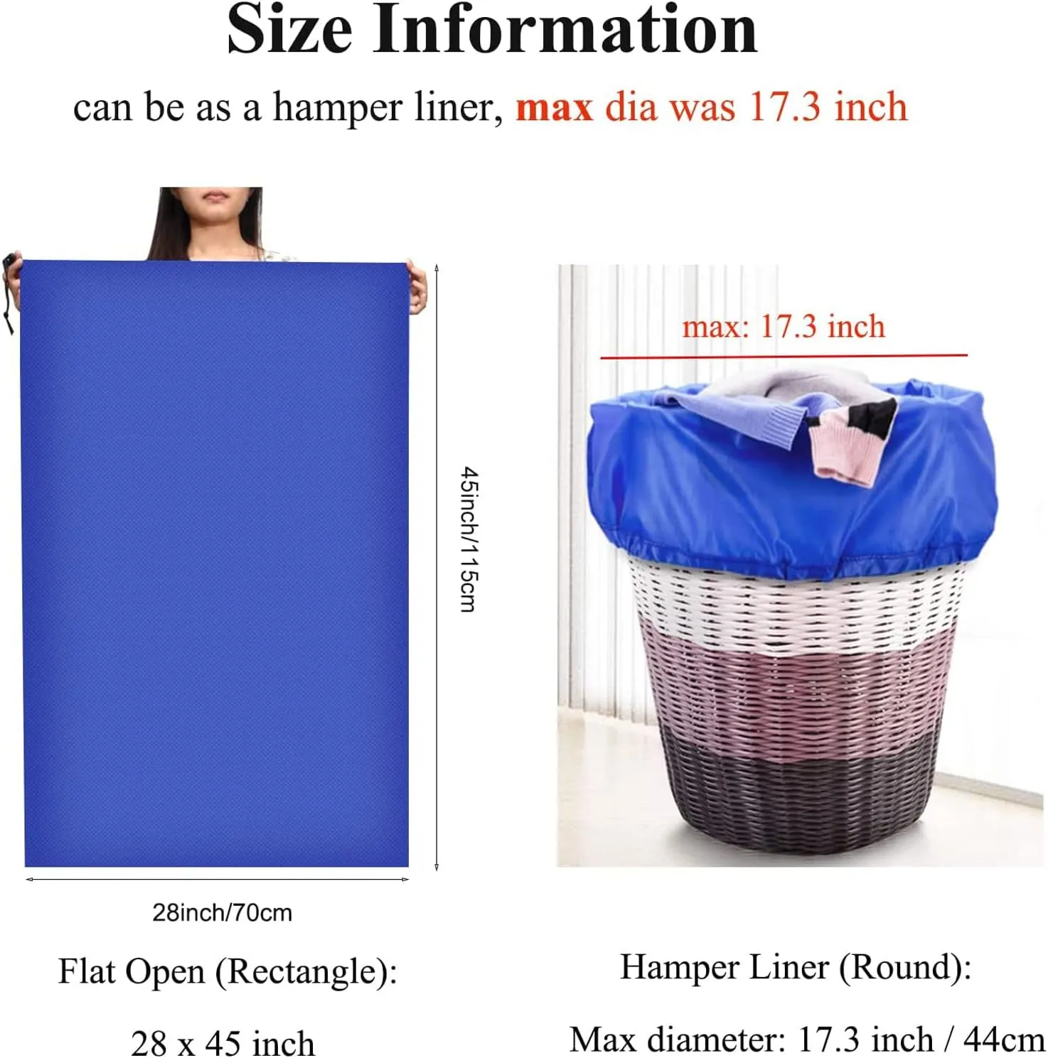 OTraki 28 x 45 inch Extra Large Laundry Bag 2 Pack Drawstring Laundry Hamper Bag Heavy Duty Dirty Clothes Bag Washable Organizer Storage for Camp Home Dorm Hotel Laundromat Blue