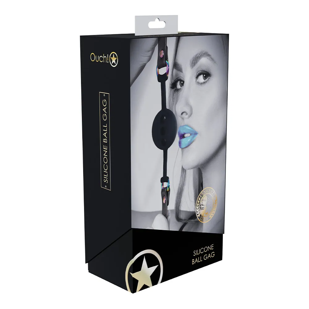 Ouch! Venice Faux Leather & Neochrome Breathable Silicone Ball Gag