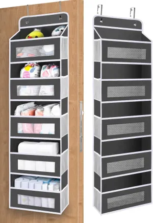 Over The Door Organizer Storage, 5 shelf Hanging Door Organizers with 10 Large Capacity Pockets, Anti Tilt 48 lb Load Behind Door Organizer for Bedroom, Bathroom, Pantry