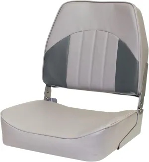 Overton's Economy Low-Back Fishing Seat – Embossed Center Panel, Injection-Molded Frame, UV-Protected Marine Vinyl, 200 lb Capacity
