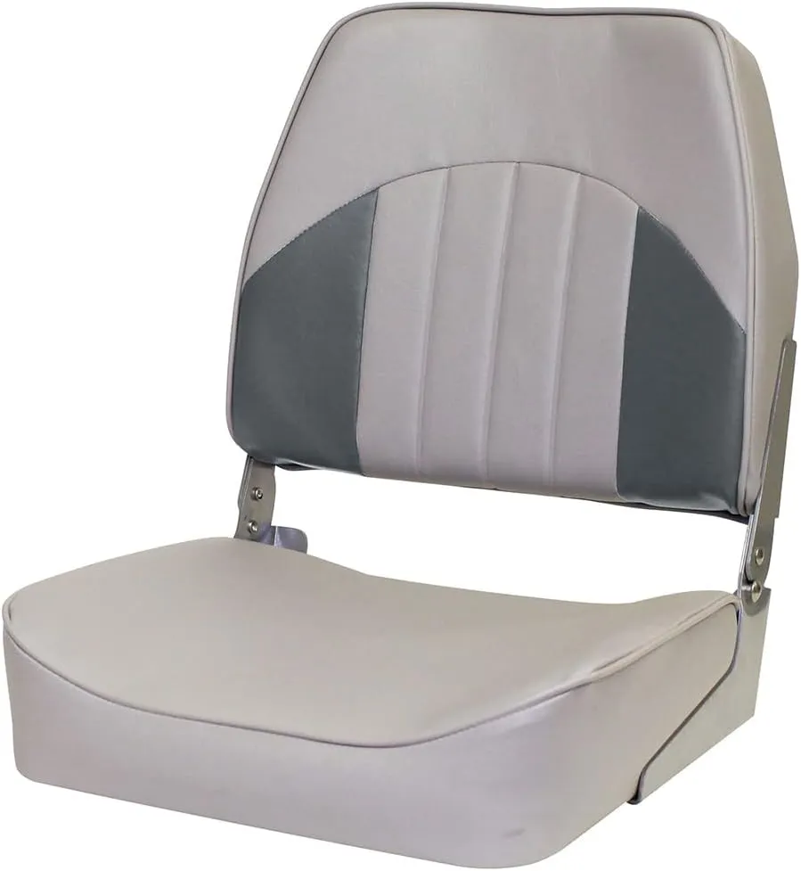 Overton's Economy Low-Back Fishing Seat – Embossed Center Panel, Injection-Molded Frame, UV-Protected Marine Vinyl, 200 lb Capacity