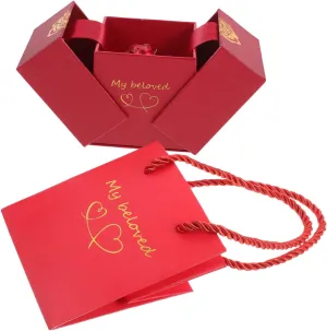 PACKOVE 1Set Red Rose Jewelry Box Elegant Metal Storage Container for Rings and Necklaces Multi Function Jewelry Organizer Present Box for Special Occasions