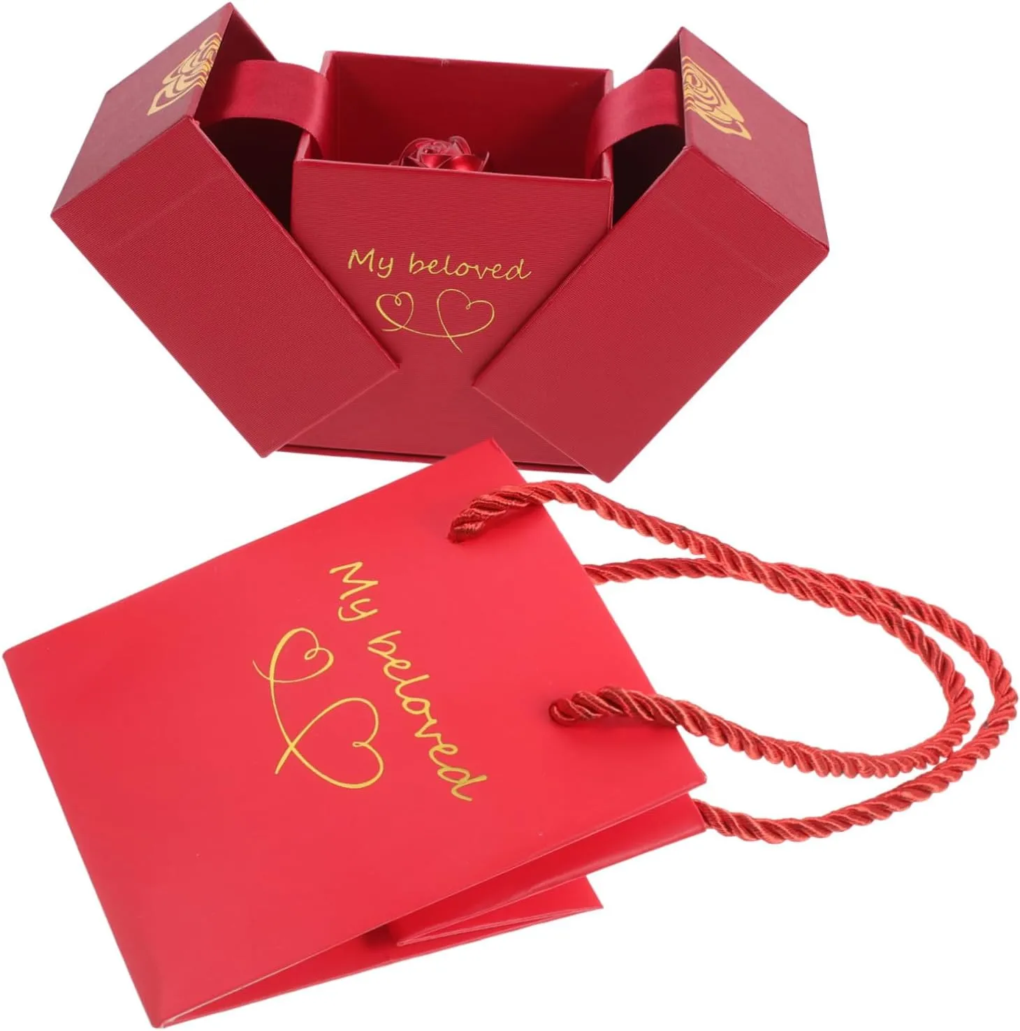 PACKOVE 1Set Red Rose Jewelry Box Elegant Metal Storage Container for Rings and Necklaces Multi Function Jewelry Organizer Present Box for Special Occasions