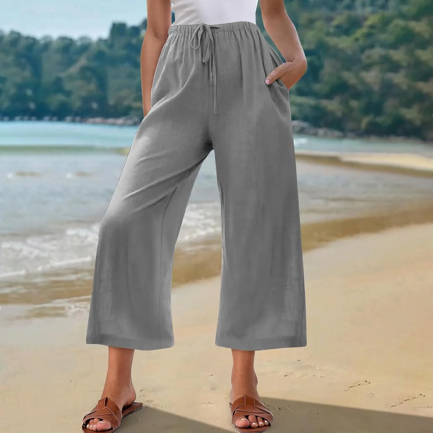 Palazzo Pants for Women Casual Comfortable Fit High Waist Casual Daily Outing Pants Petite Tea Party Classic Trousers