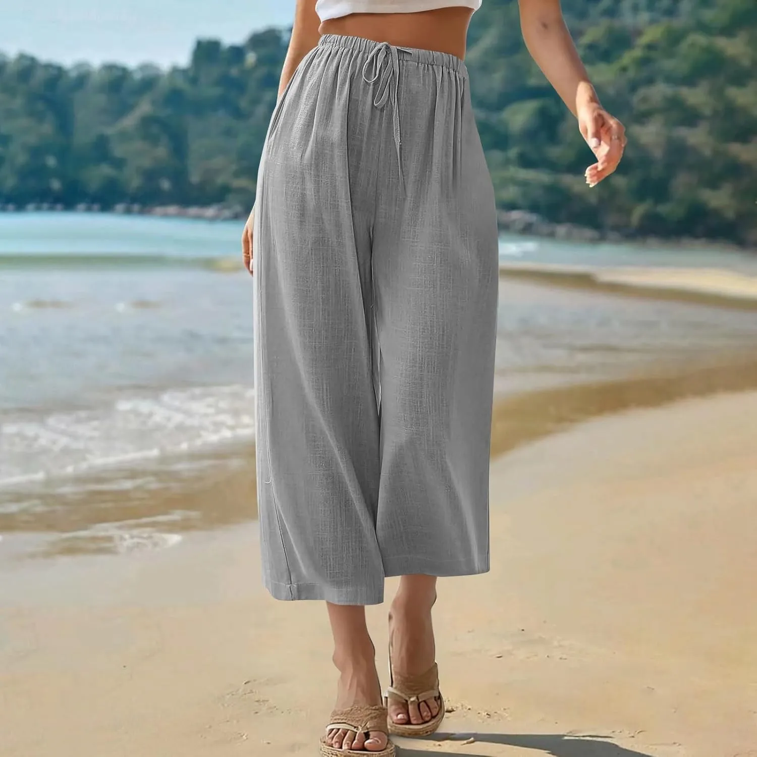 Palazzo Pants for Women Casual Comfortable Fit High Waist Casual Daily Outing Pants Petite Tea Party Classic Trousers