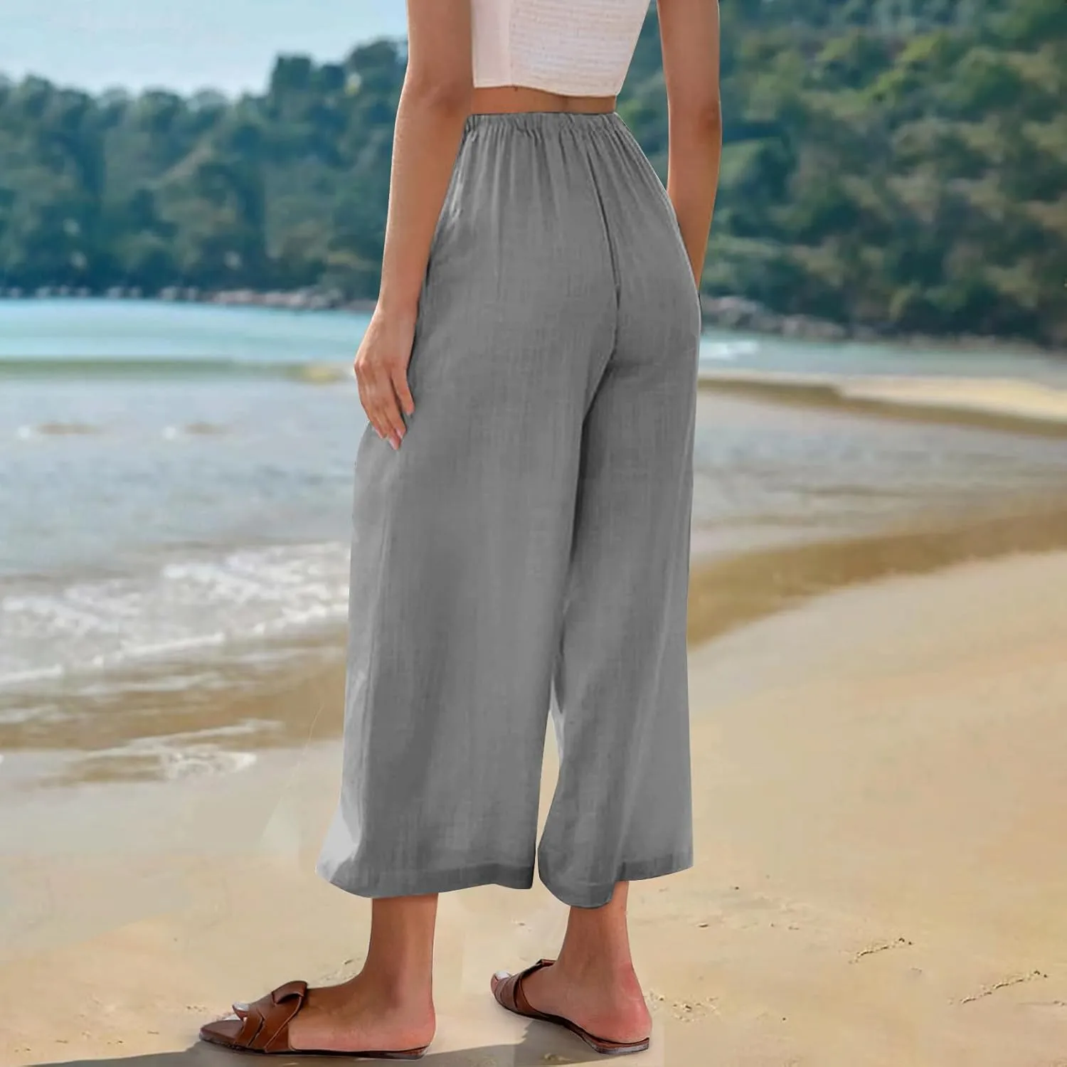 Palazzo Pants for Women Casual Comfortable Fit High Waist Casual Daily Outing Pants Petite Tea Party Classic Trousers