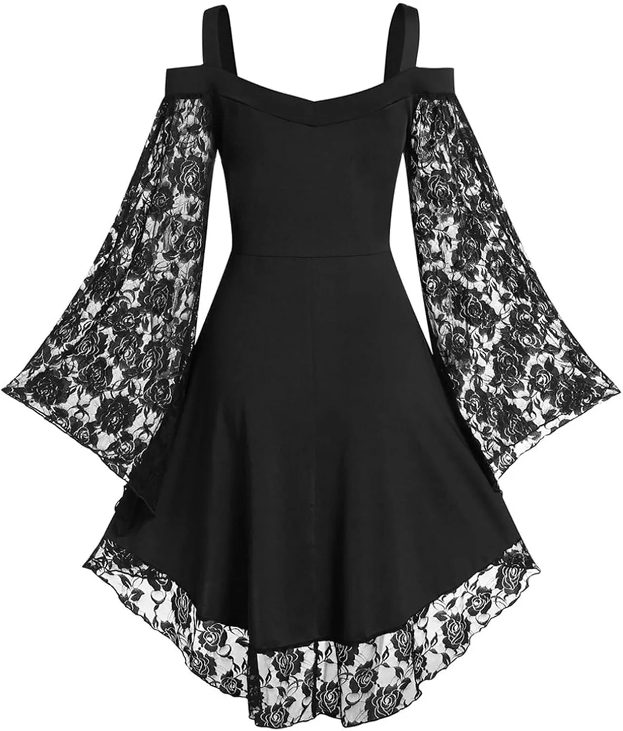 Panegy Women’s Gothic Steampunk Dress Lace Off Shoulder Renaissance Dress Party Cosplay