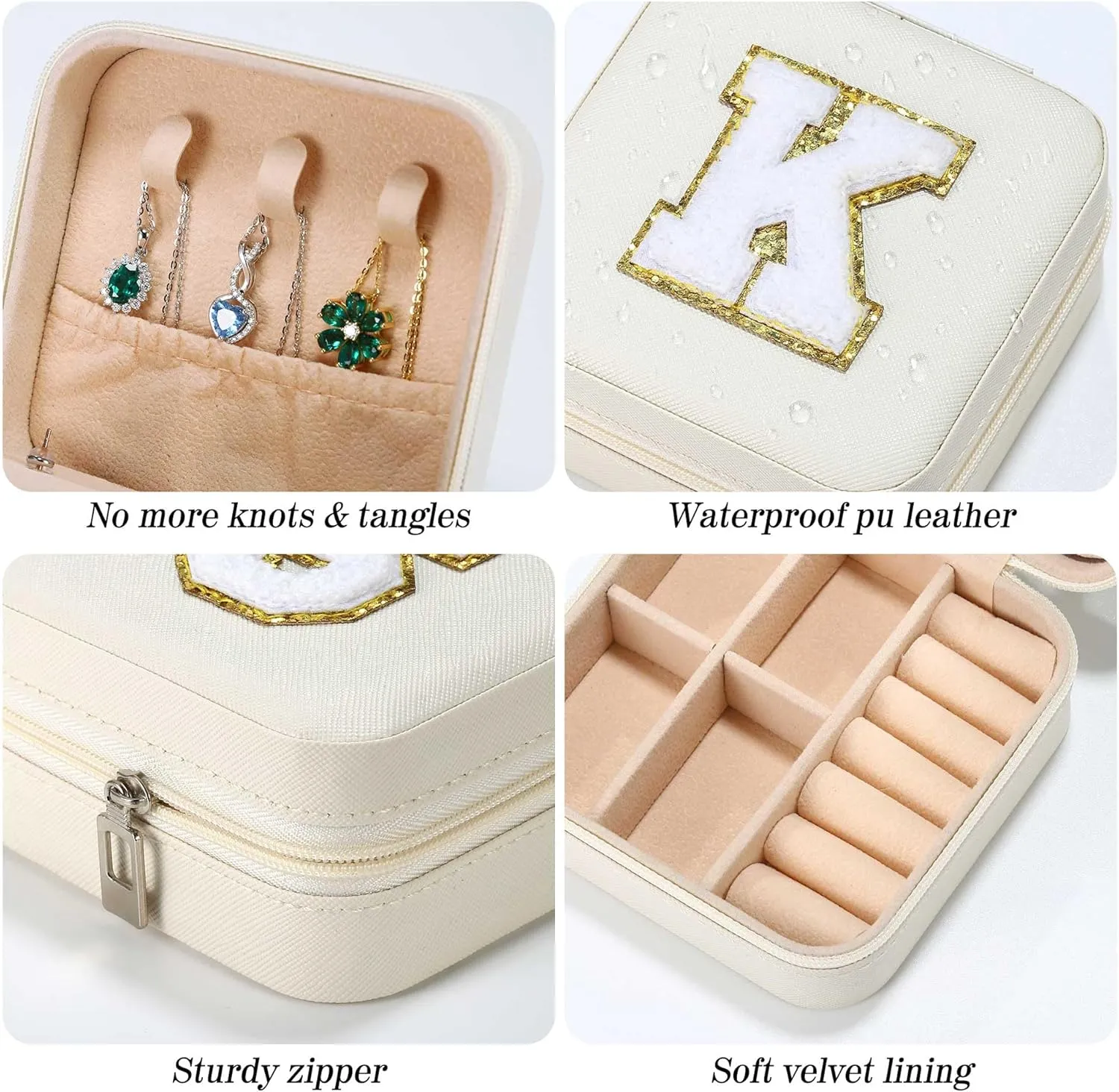 Parima Gifts for Girls - Gifts for Teens Kids Daughter Sister, 3 4 5 6 7 8 9 10 11 12 13 14 Year Old Girl Gifts, Birthday Gifts for Women Travel Jewelry Case Small Jewelry Box | Letter A, White