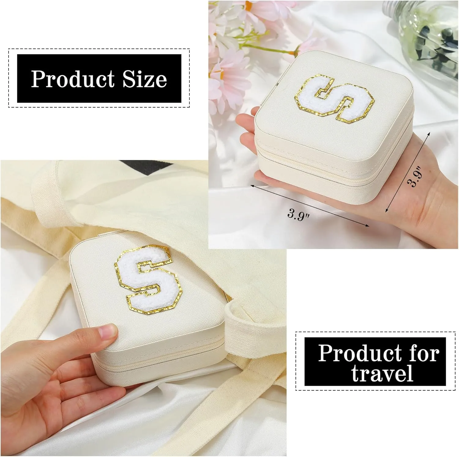 Parima Gifts for Girls - Gifts for Teens Kids Daughter Sister, 3 4 5 6 7 8 9 10 11 12 13 14 Year Old Girl Gifts, Birthday Gifts for Women Travel Jewelry Case Small Jewelry Box | Letter A, White