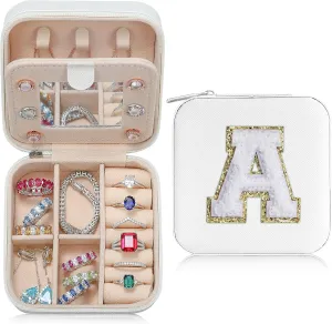Parima Gifts for Girls - Gifts for Teens Kids Daughter Sister, 3 4 5 6 7 8 9 10 11 12 13 14 Year Old Girl Gifts, Birthday Gifts for Women Travel Jewelry Case Small Jewelry Box | Letter A, White