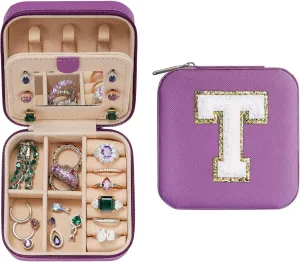 Parima Mom Gifts for Women: Jewelry Case - Purple, Letter T Style - Travel Essentials