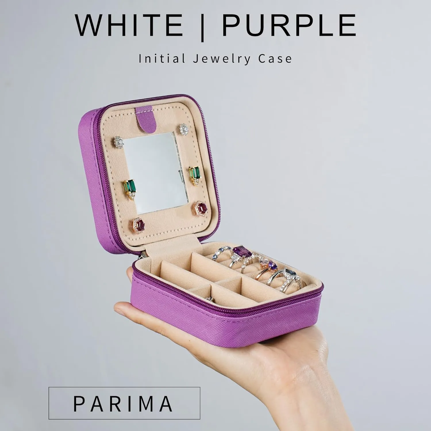 Parima Mom Gifts for Women: Jewelry Case - Purple, Letter T Style - Travel Essentials