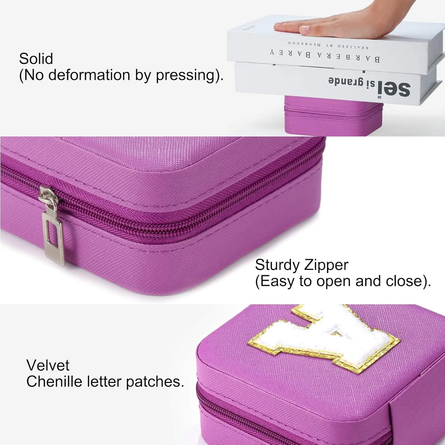 Parima Mom Gifts for Women: Jewelry Case - Purple, Letter T Style - Travel Essentials