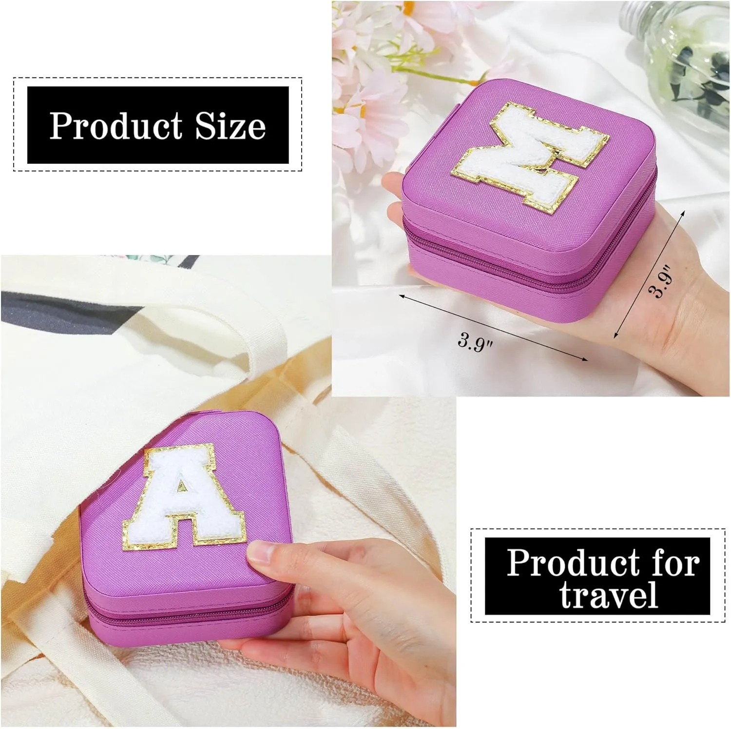 Parima Mom Gifts for Women: Jewelry Case - Purple, Letter T Style - Travel Essentials