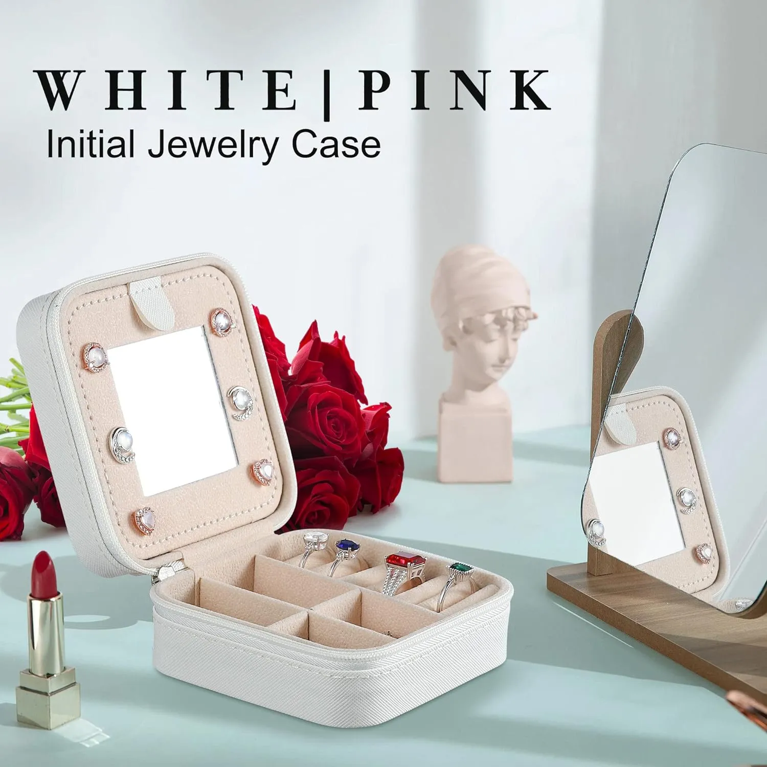 Parima Teen Girl Gifts Trendy Stuff for Girls, White Jewelry Box for Girl | Travel Must Have Jewelry Boxes for Teens | Birthday Gifts for Teen Girls | Graduation Travel Gifts - Letter B, White
