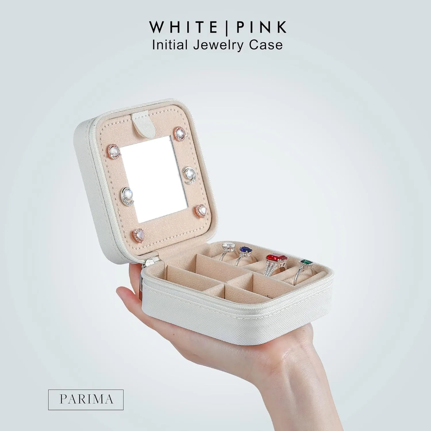 Parima Teen Girl Gifts Trendy Stuff for Girls, White Jewelry Box for Girl | Travel Must Have Jewelry Boxes for Teens | Birthday Gifts for Teen Girls | Graduation Travel Gifts - Letter B, White