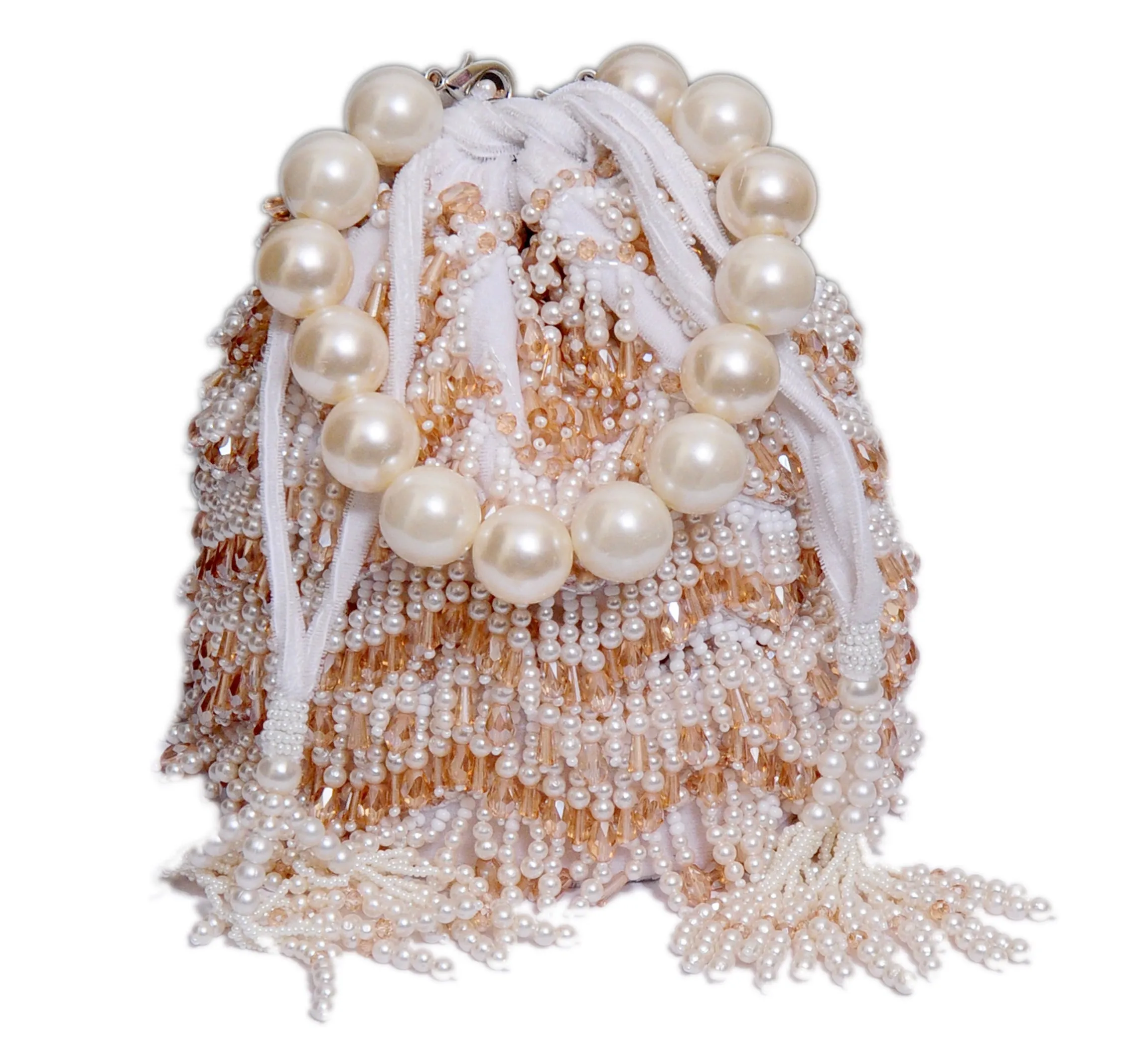 Parisa Bucket Bag – White Gold