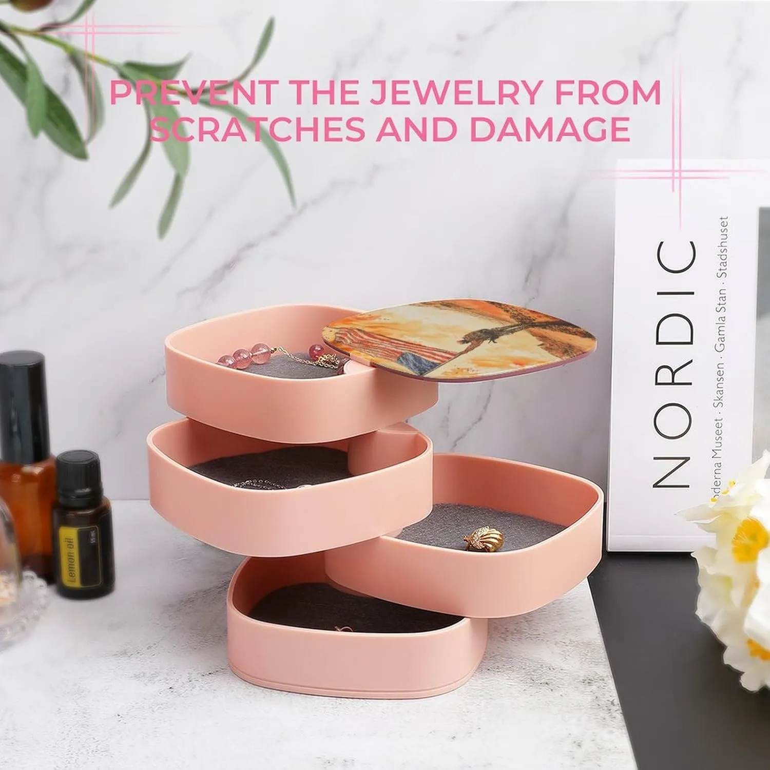 Patriotic Man Waving An American Flag Jewelry Boxes for Women,Independence Day Earring Holder Organizer Rotating Jewelry Organizer for Necklaces Bracelets Ring